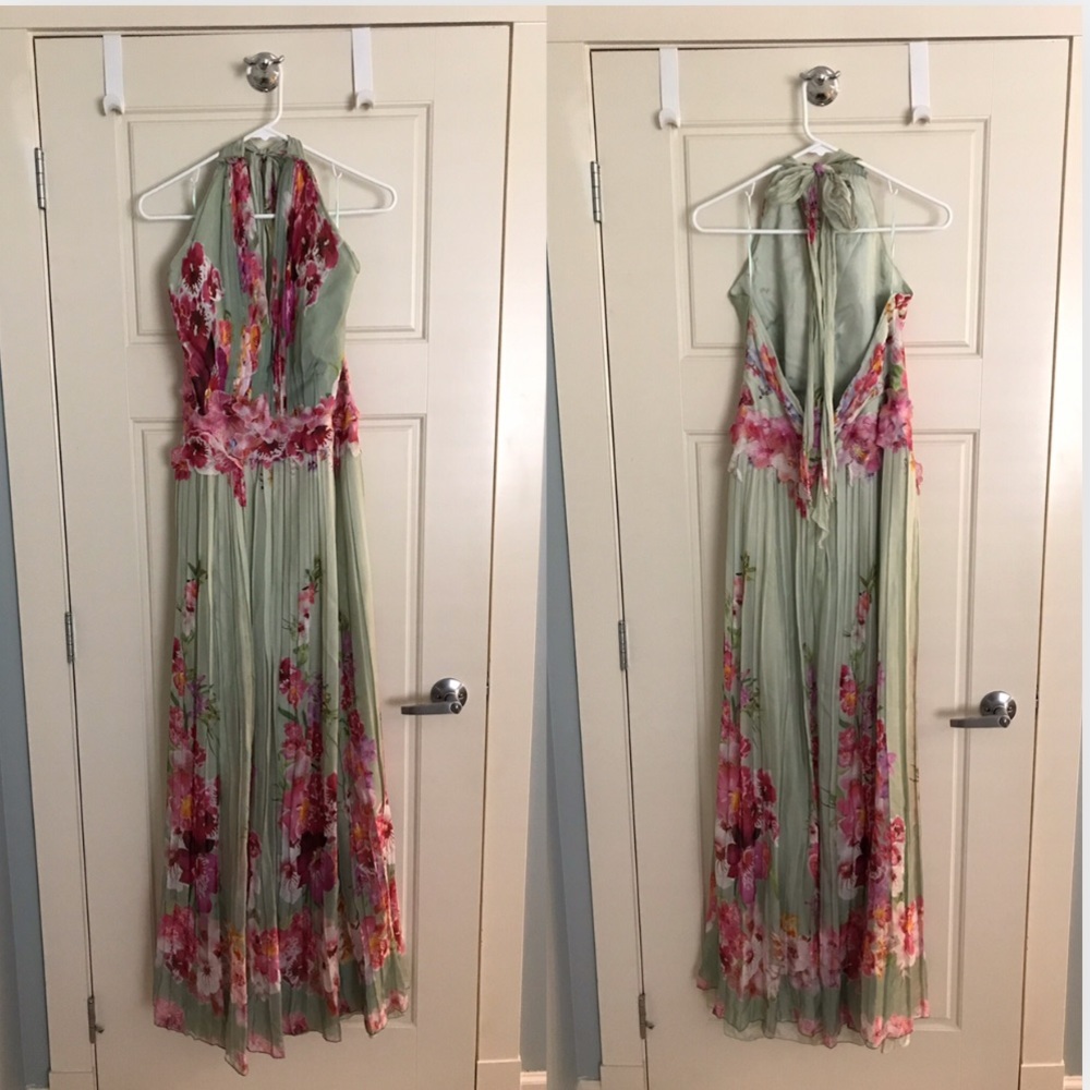 Alberta Ferretti silk floral dress.
